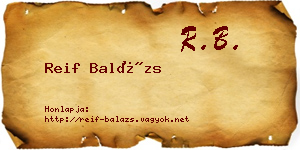Reif Balázs névjegykártya